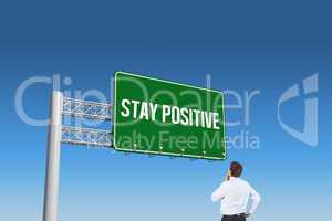 Stay positive against blue sky