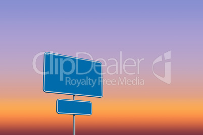 Composite image of blue road sign