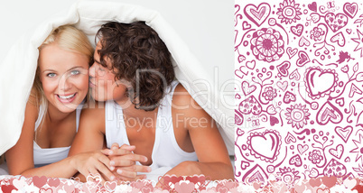 Composite image of cute valentines couple