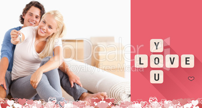 Composite image of cute valentines couple