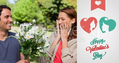 Composite image of cute valentines couple