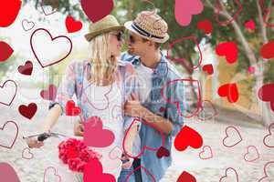 Composite image of cute valentines couple