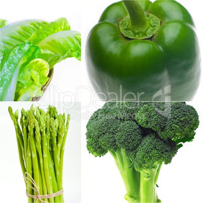 green healthy food collage collection