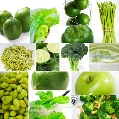 green healthy food collage collection