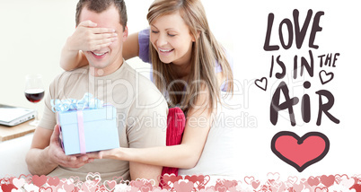 Composite image of cute valentines couple