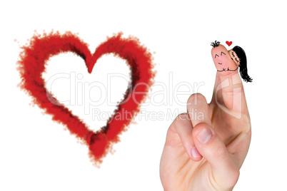 Composite image of fingers crossed like a couple