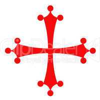 Red and White cross. City symbol of Pisa, Italy