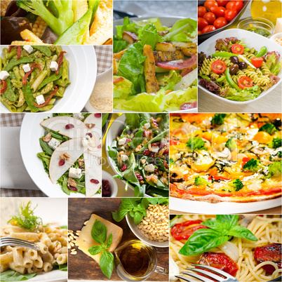 healthy and tasty Italian food collage