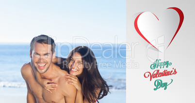 Composite image of cute valentines couple