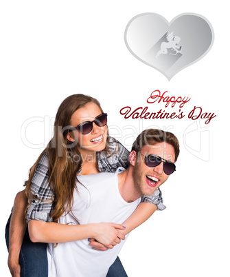 Composite image of cute valentines couple