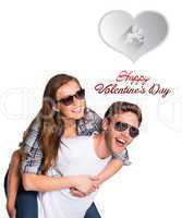 Composite image of cute valentines couple