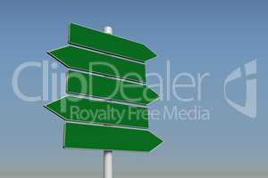 Composite image of green signpost