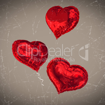 Composite image of love heart balloons