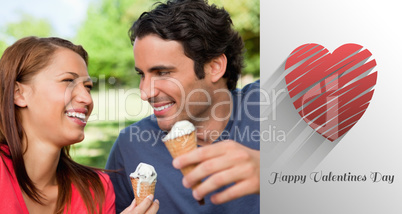 Composite image of cute valentines couple