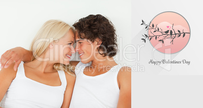 Composite image of cute valentines couple