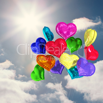 Composite image of heart balloons