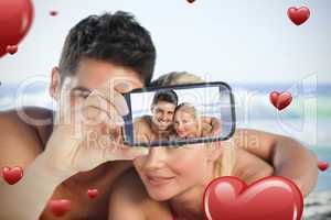 Composite image of valentines couple