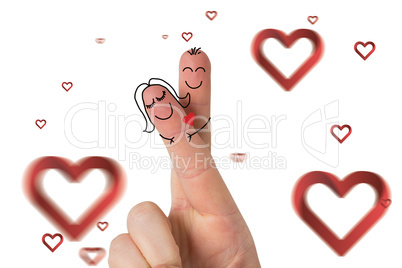 Composite image of fingers crossed like a couple