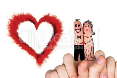 Composite image of fingers crossed like a couple