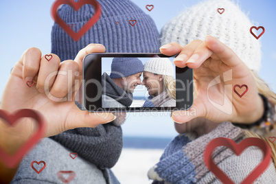 Composite image of valentines couple