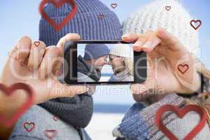 Composite image of valentines couple