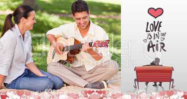 Composite image of cute valentines couple