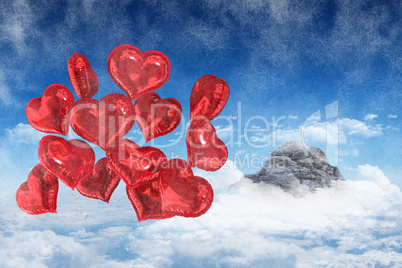 Composite image of heart balloons