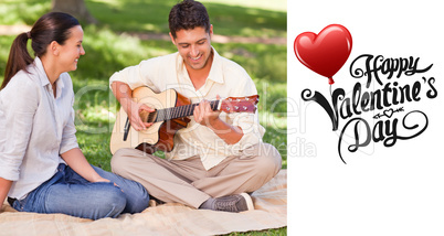 Composite image of cute valentines couple