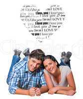 Composite image of cute valentines couple