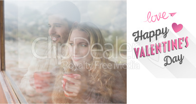 Composite image of cute valentines couple