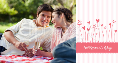 Composite image of cute valentines couple