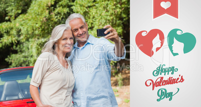 Composite image of cute valentines couple