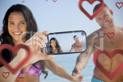 Composite image of valentines couple