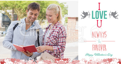 Composite image of cute valentines couple