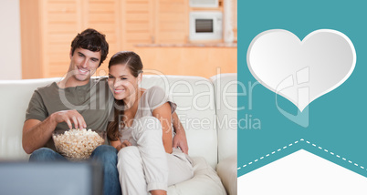 Composite image of cute valentines couple