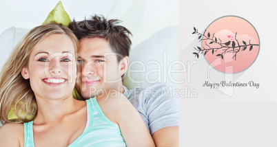 Composite image of cute valentines couple