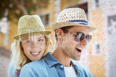 Composite image of cute valentines couple