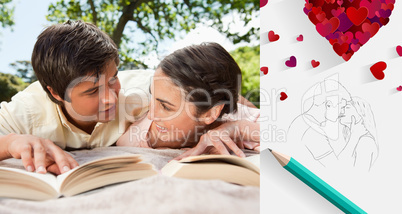 Composite image of cute valentines couple