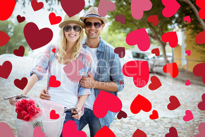 Composite image of cute valentines couple