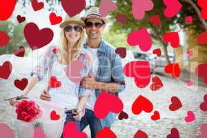 Composite image of cute valentines couple