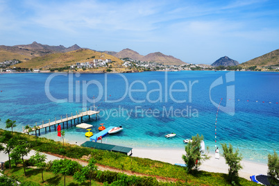 The beach at luxury hotel, Bodrum, Turkey