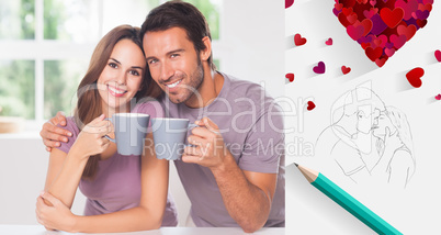 Composite image of cute valentines couple