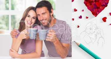 Composite image of cute valentines couple