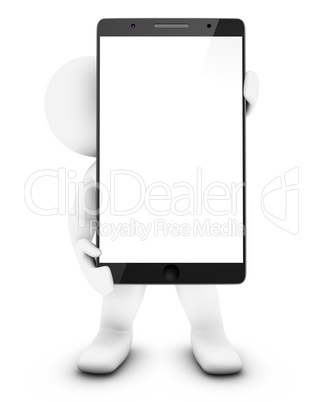 Little 3D Man with Smartphone