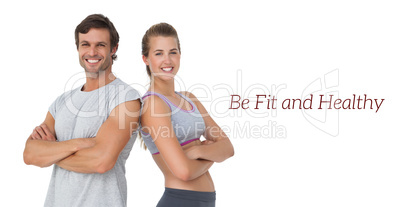 Portrait of a sporty young couple with arms crossed Portrait of a sporty young couple with arms crossed