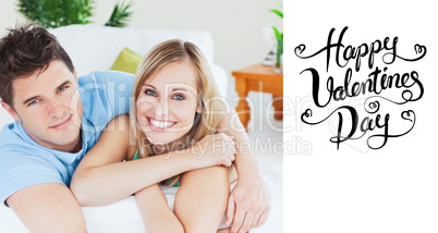 Composite image of cute valentines couple