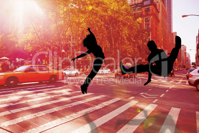 Composite image of cool break dancer