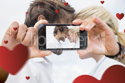 Composite image of valentines couple