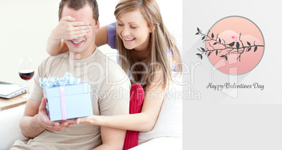 Composite image of cute valentines couple