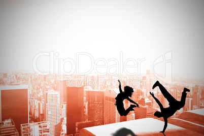 Composite image of cool break dancer